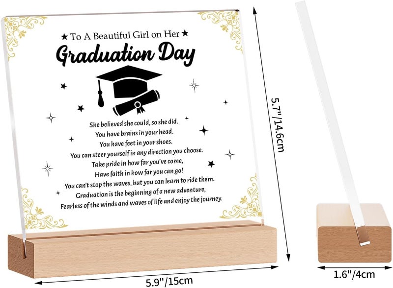 Funnli Graduation Gifts 2025, Graduation Inspirational Gifts for Her Him Acrylic Plaque, Middle Senior High School College Masters Degree Grad Gift for Her Girls Sister Friend Nurse Keepsake - Image 3